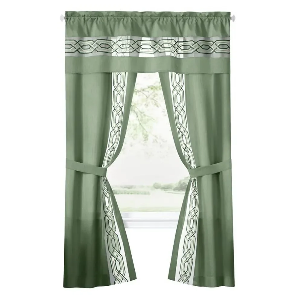 PowerSellerUSA Crisp & Clean Minimalist Two-Tone Window Curtain Set with